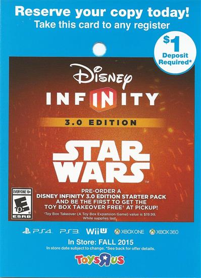 Star Wars Infinity Pre-sell Card