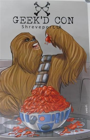 Chewbacca eating crawfish.
