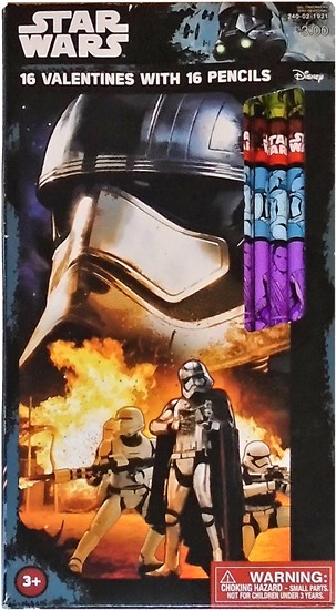 16 Valentines with Pencils Captain Phasma