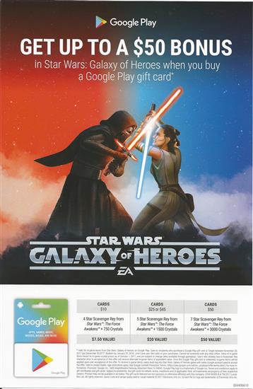 Google Play - Galaxy of Heroes.  50 Bonus
