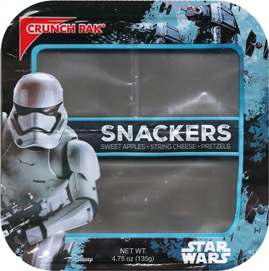 First Order Stormtrooper.  4.75oz.  Apples, string cheese, pretzels