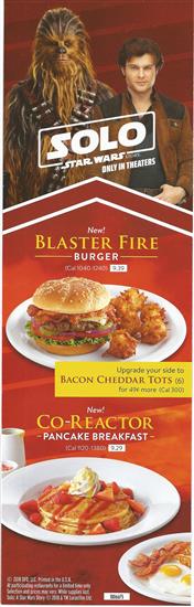 Menu insert.  Cardstock