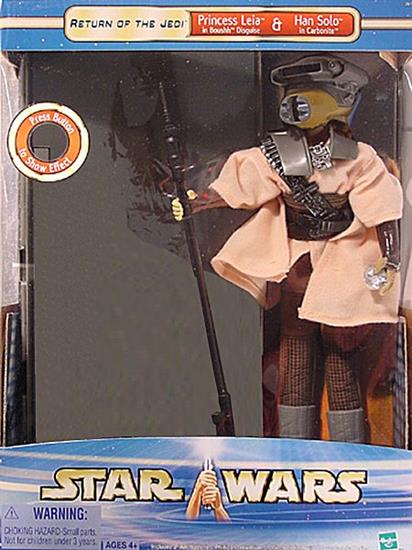 Princess Leia in Boushh Disguise and Han Solo in Carbonite