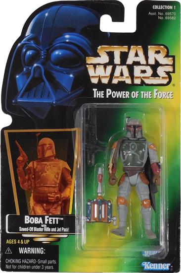 Boba Fett with sawed-off blaster rifle and jet pack .02, holo, col. 1