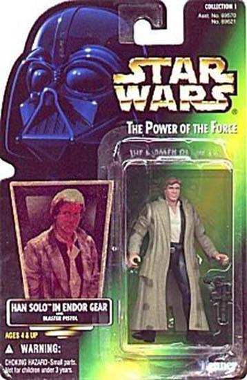 Han Solo in Endor gear with blaster pistol .00, holo, col. 1, new bubble