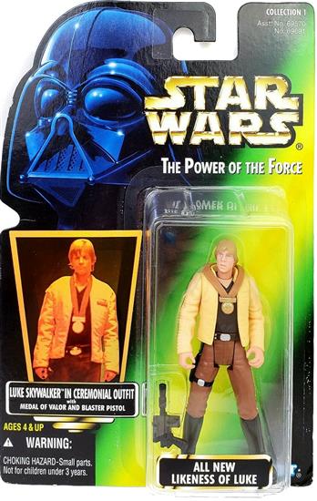 Luke Skywalker in cerimonial outfit with medal of valor and blaster pistol .01, holo, col. 1