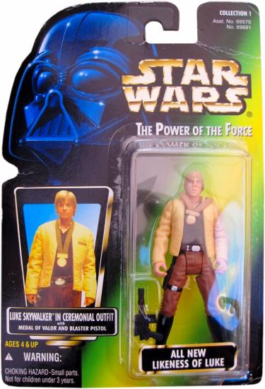 Luke Skywalker in ceremonial outfit with medal of valor and blaster pistol .01, photo, col. 1