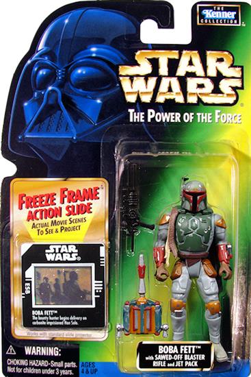 Boba Fett with sawed-off blaster rifle and jet pack .04, col. 3, ''Imprisioned'' on slide