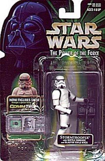 Stormtrooper with battle damage and blaster rifle rack .0000, white chip