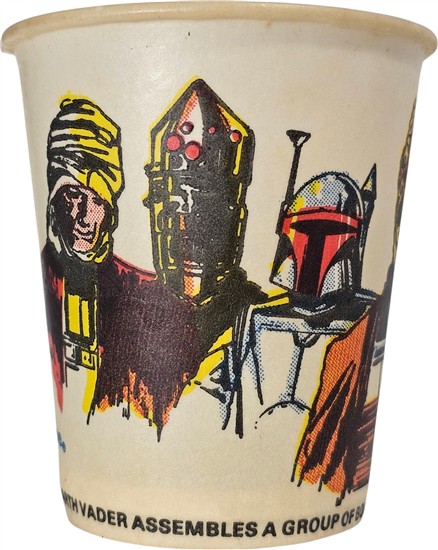 Darth Vader assembles a group of bounty hunters on the bridge of his ship.