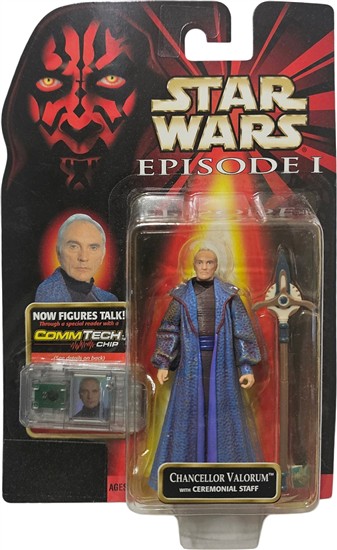 Chancellor Valorum with cerimonial staff .0000, col. 3, sticker covers printed warning