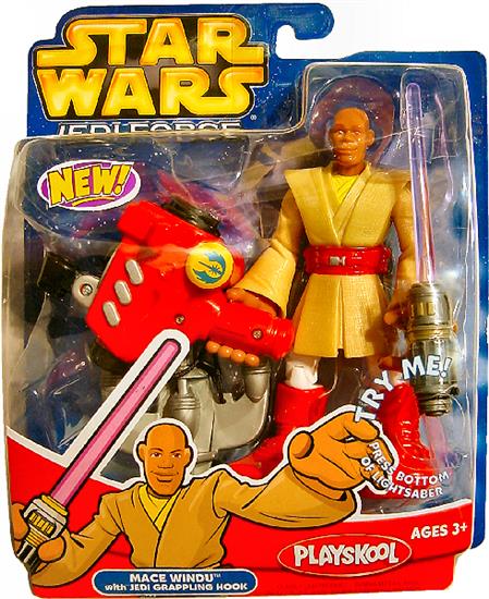 Mace Windu with purple lightsaber and Jedi grappling hook