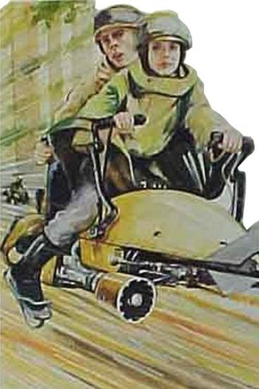 Leia and Luke on Speederbike