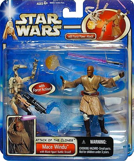 Mace Windu with Blast-Apart (white) Battle Droid, white droid on header card