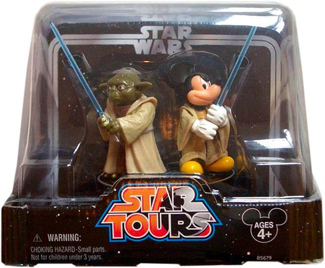 Jedi Mickey and Yoda with a blue lightsaber