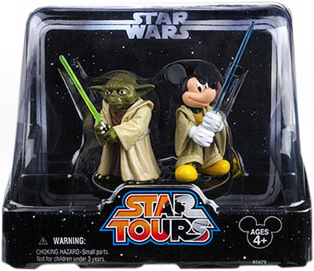 Jedi Mickey and Yoda with a green lightsaber