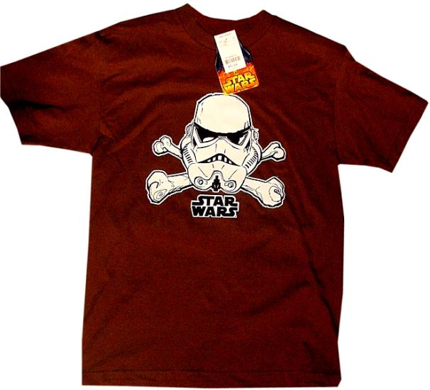 Stormtrooper skill and crossbones on brown shirt