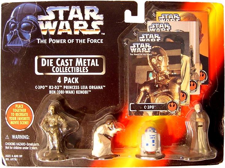 C-3PO, Princess Leia, R2-D2, Obi-Wan Kenobi; POTF style pkg.