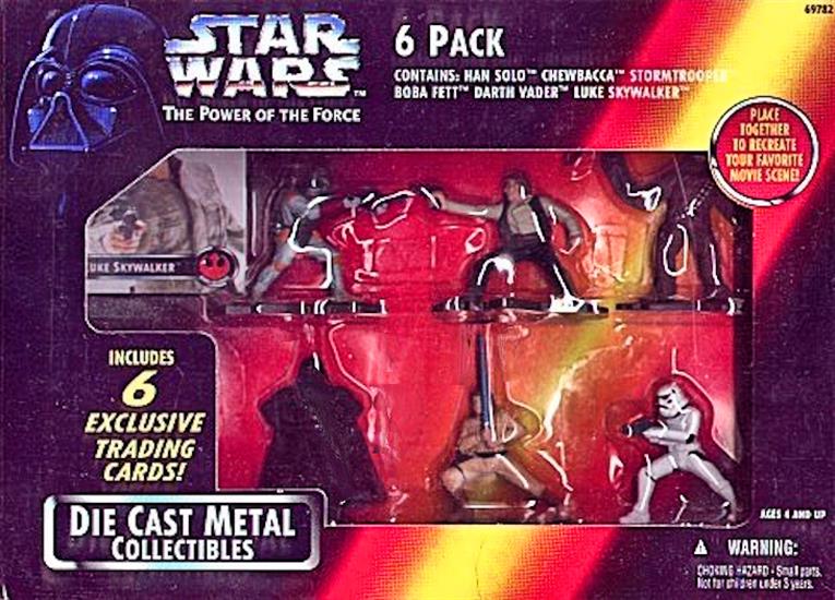 Boba Fett, Han, Chewbacca, Darth Vader, Luke, Stormtrooper; POTF style pkg.