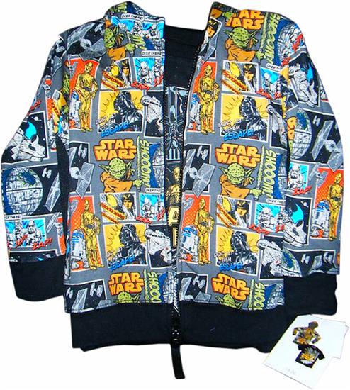 2-piece: Star Wars comic art jacket and characters and vehicles art shirt