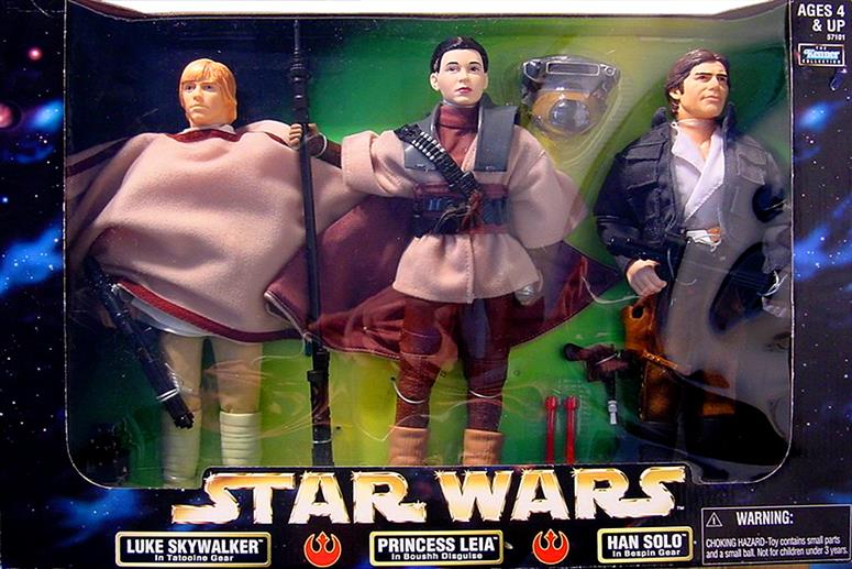Luke Skywalker, Princess Leia as Boushh, Han Solo in Bespin Outfit