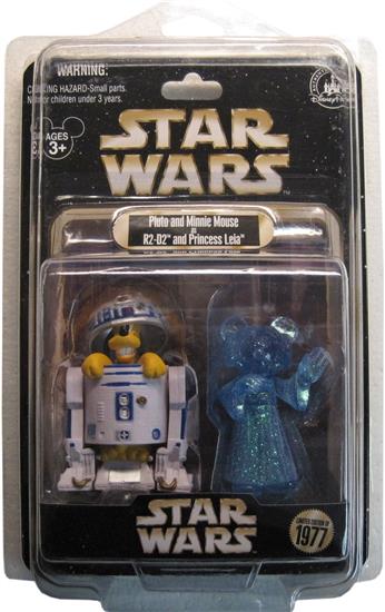 Pluto and Minnie Mouse as R2-D2 and Princess Leia hologram