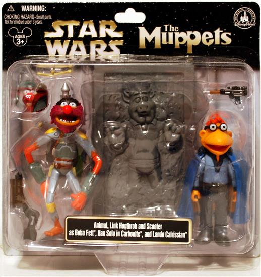Animal as Boba Fett, Scooter as Lando, Link as Han in Carbonite