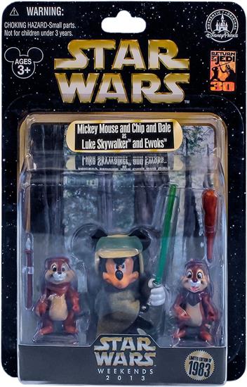 Mickey Mouse and Chip and Dale as Luke Skywalker and Ewoks
