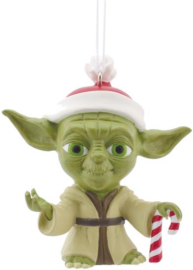 Yoda with Santa hat and candy cane