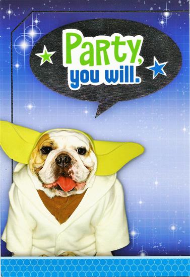 Yoda dog, ''Party, you will.''