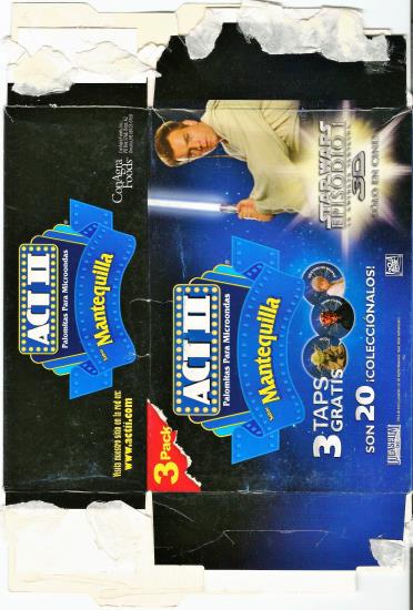 Act II popcorn 3-pack.  Sabor mantequilla.