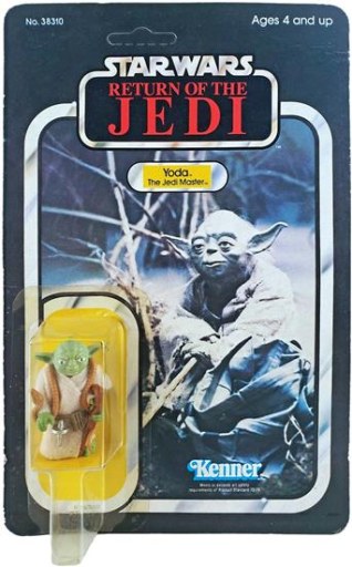 Yoda Standard 65-back US card with black sticker on back of card.
